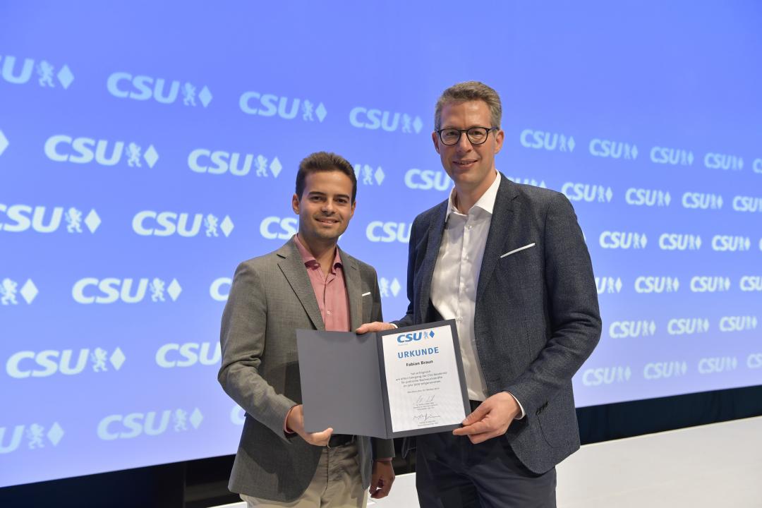 Wertinger Fabian Braun auf CSU-Parteitag geehrt