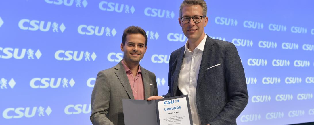 Wertinger Fabian Braun auf CSU-Parteitag geehrt